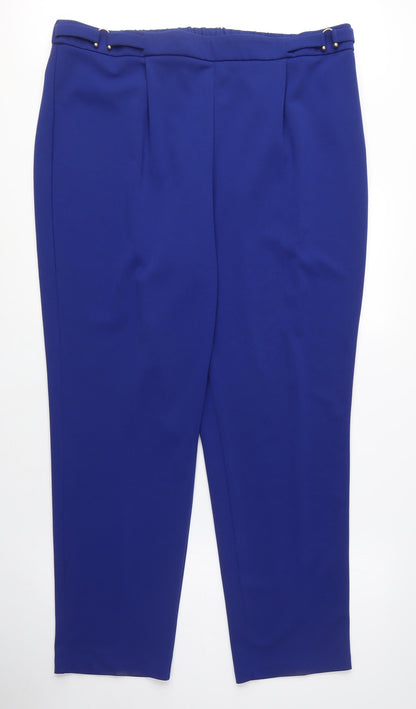 Edit Womens Blue Polyester Carrot Trousers Size 20 L29 in Regular - Elasticated Waist