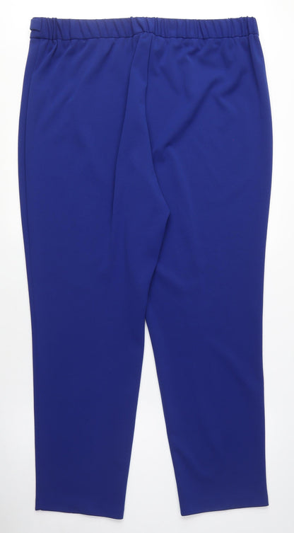 Edit Womens Blue Polyester Carrot Trousers Size 20 L29 in Regular - Elasticated Waist