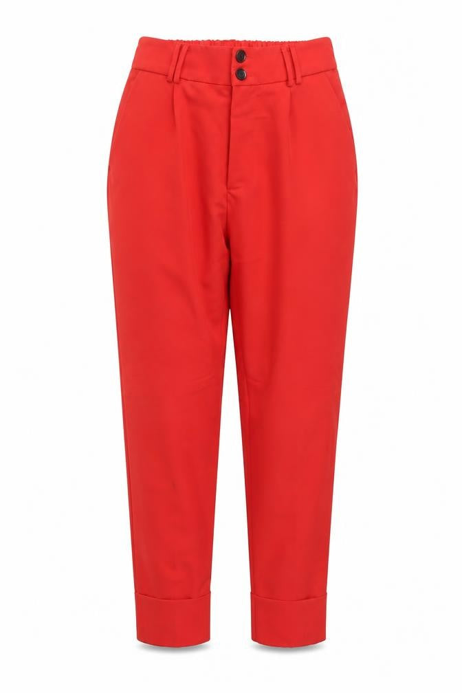 Womens UK Size S Bershka Regular Fit Carrot Red Trousers
