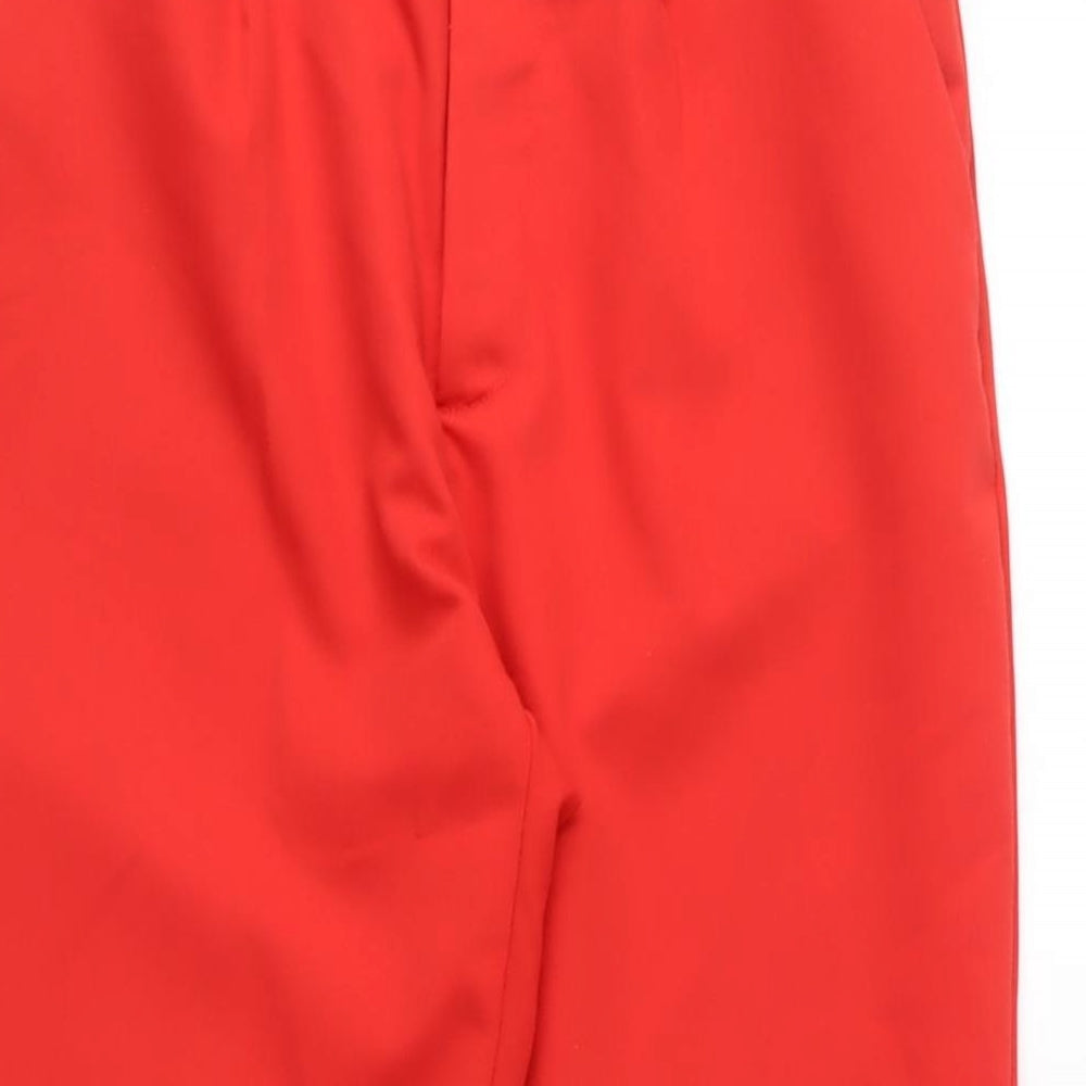Bershka Womens Red Polyester Carrot Trousers Size S L25 in Regular Zip - Cropped