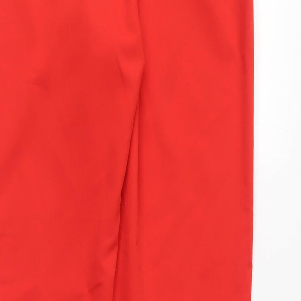 Bershka Womens Red Polyester Carrot Trousers Size S L25 in Regular Zip - Cropped