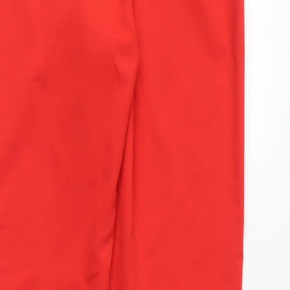 Bershka Womens Red Polyester Carrot Trousers Size S L25 in Regular Zip - Cropped