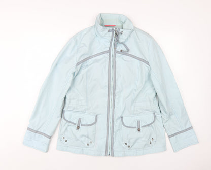 Conceptk Womens Blue Rain Coat Coat Size 12 Zip