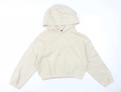 Zara Womens Beige Cotton Pullover Hoodie Size L Pullover