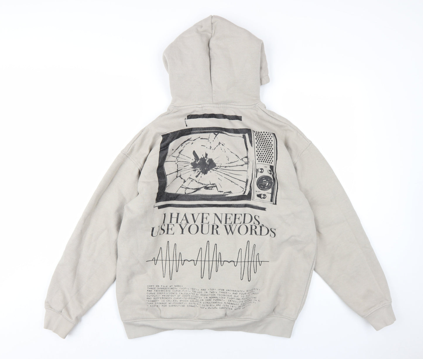 Mens UK Size M Pull&Bear Beige Pullover Hoodie