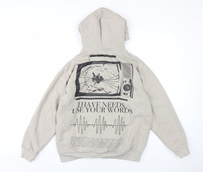 Mens UK Size M Pull&Bear Beige Pullover Hoodie