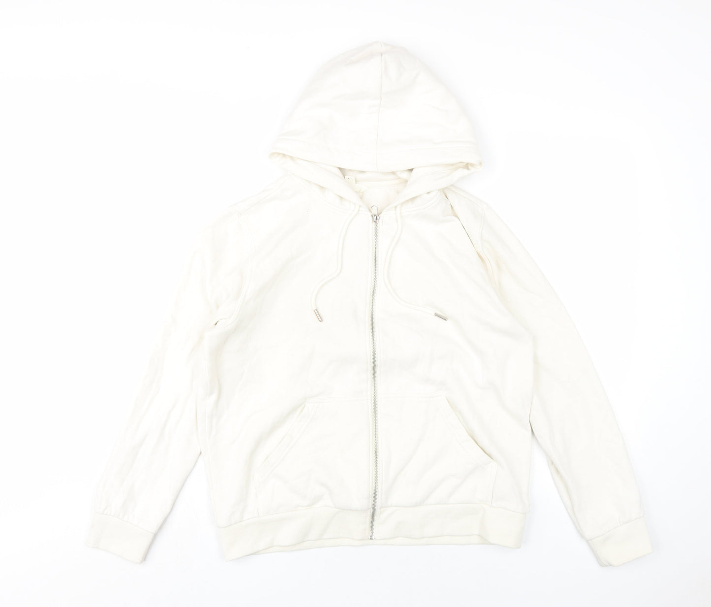 H&M Womens Ivory Cotton Full Zip Hoodie Size M Zip