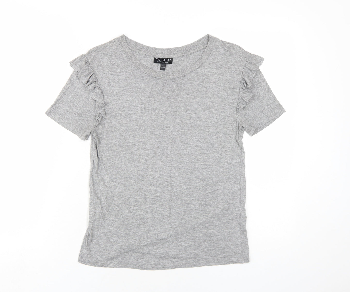 Womens UK Size 10 Topshop Grey Basic T-Shirt