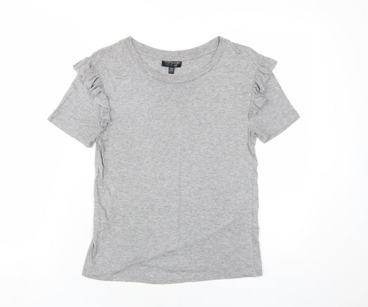 Womens UK Size 10 Topshop Grey Basic T-Shirt