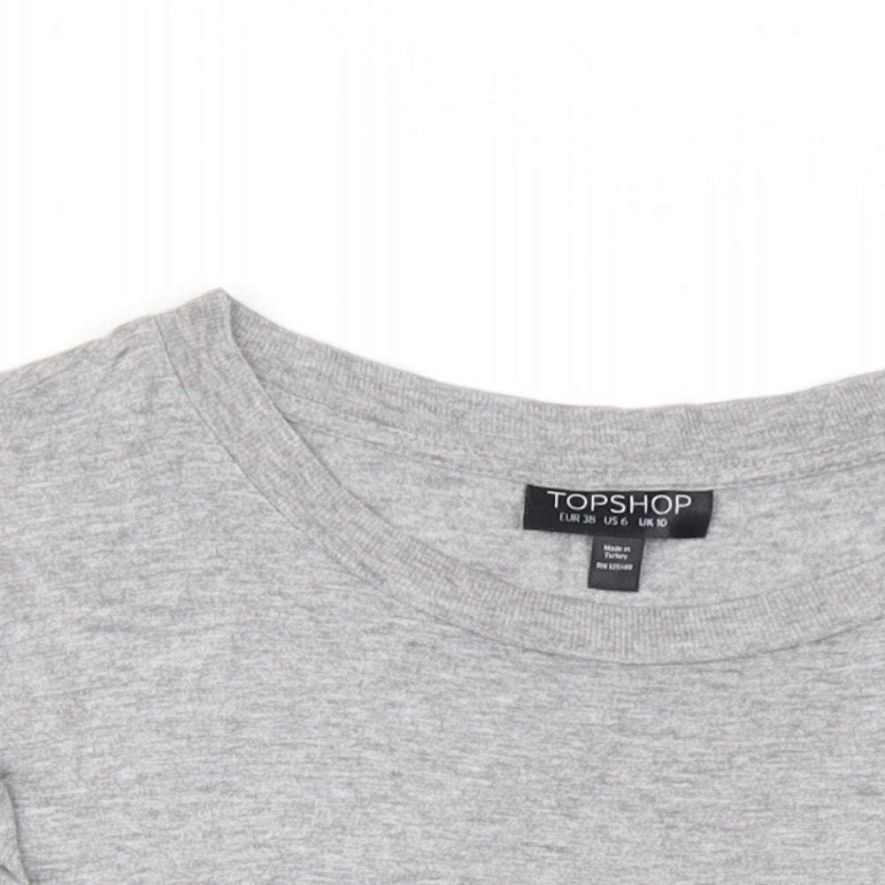 Womens UK Size 10 Topshop Grey Basic T-Shirt