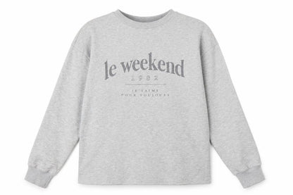 Front view of Wallis women’s grey cotton pullover sweatshirt, size UK 10, pullover - embroidered