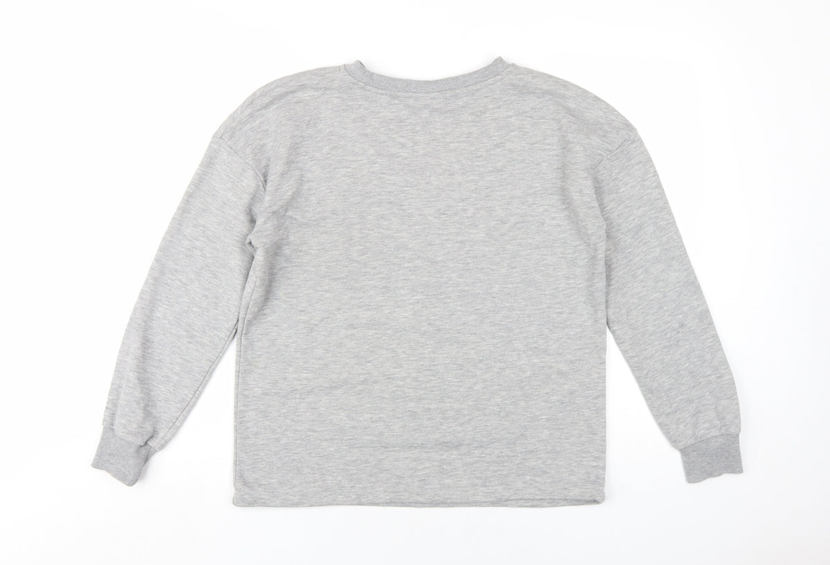 Back view of Wallis women’s grey cotton pullover sweatshirt, size UK 10, pullover - embroidered