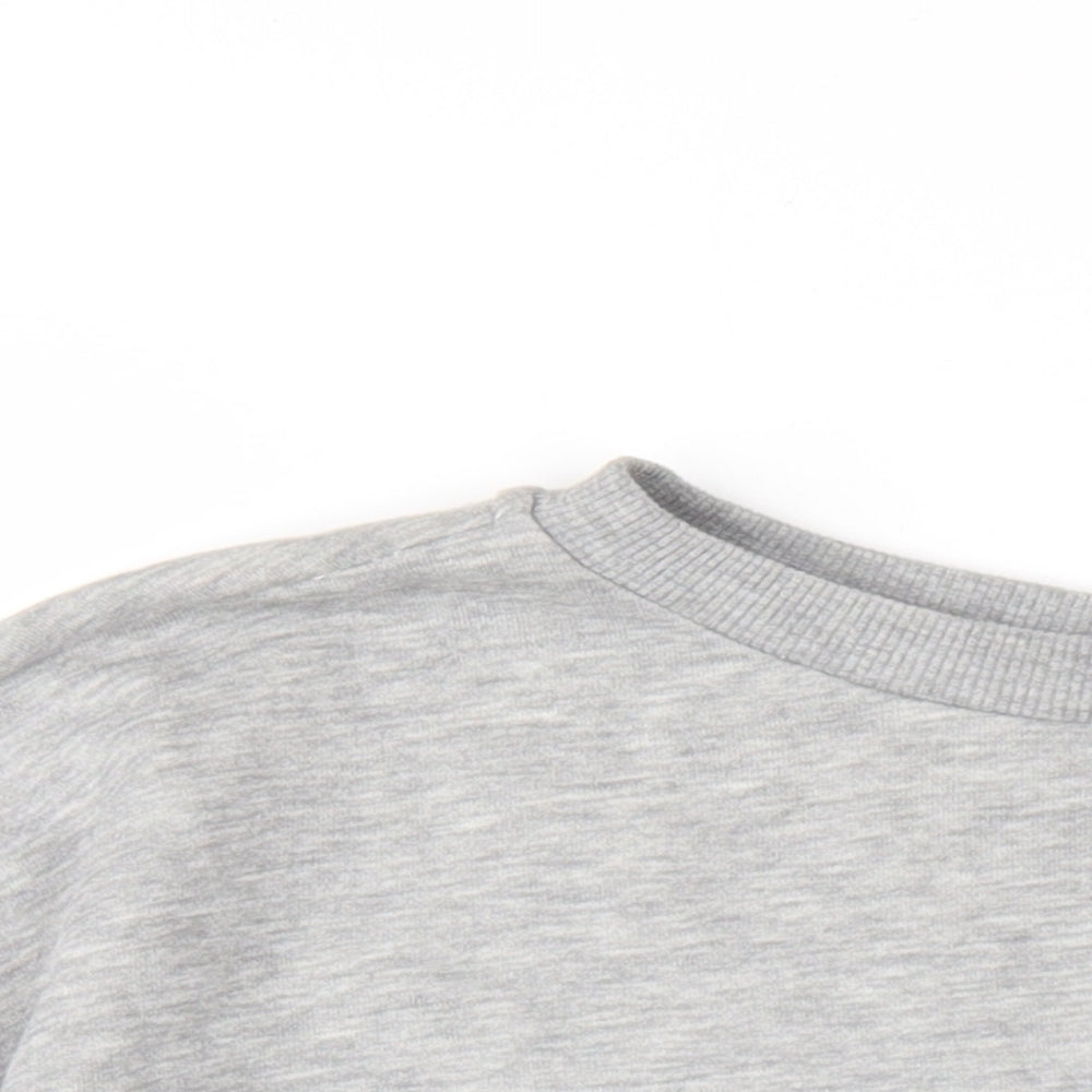 Close-up detail of Wallis women’s grey cotton pullover sweatshirt, size UK 10, pullover - embroidered