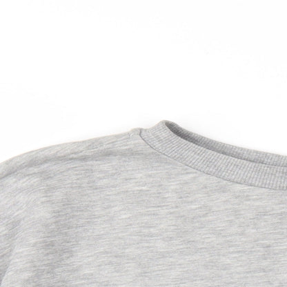 Close-up detail of Wallis women’s grey cotton pullover sweatshirt, size UK 10, pullover - embroidered