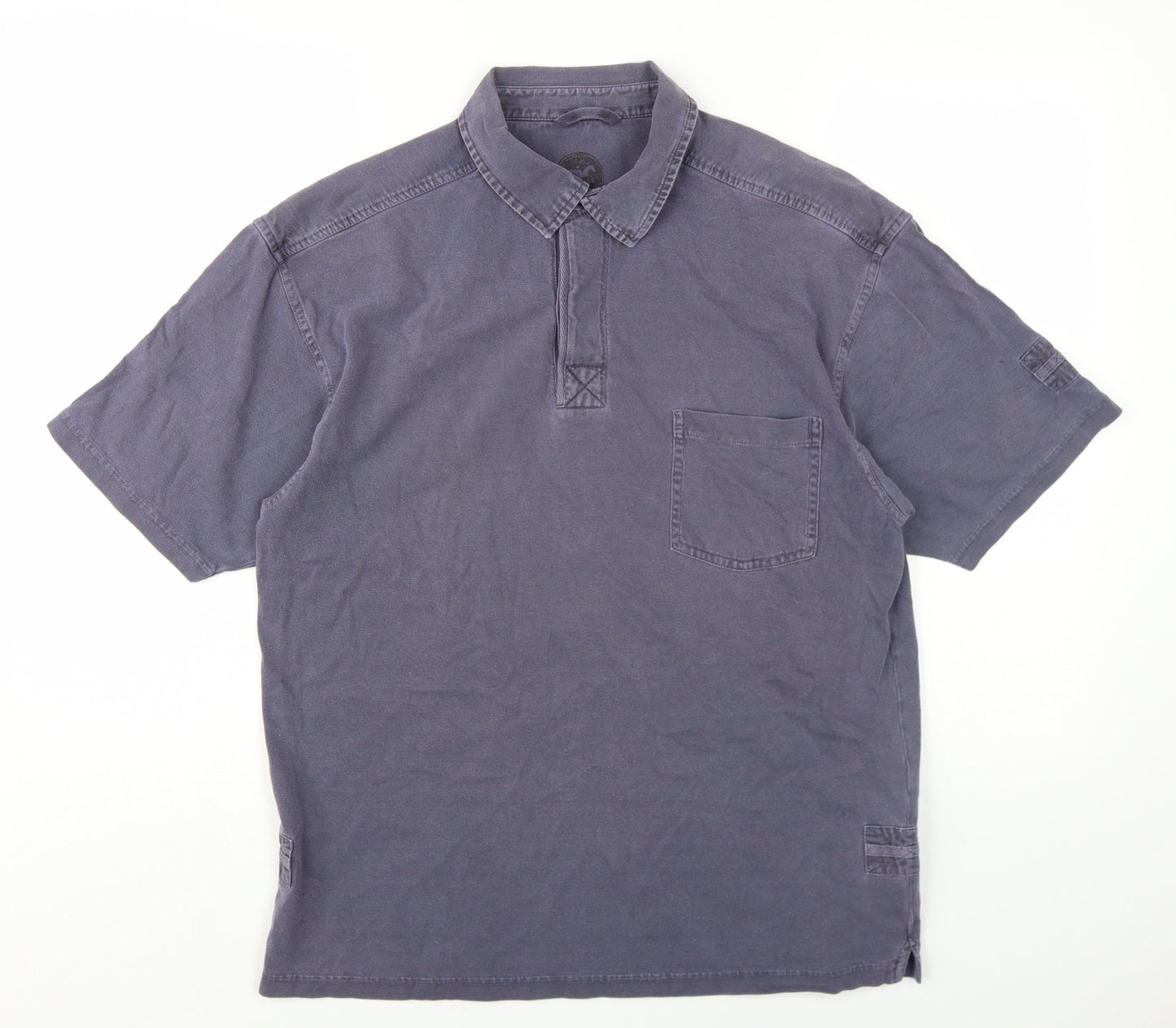 Marks and Spencer Mens Blue Cotton Polo Size M Collared Button