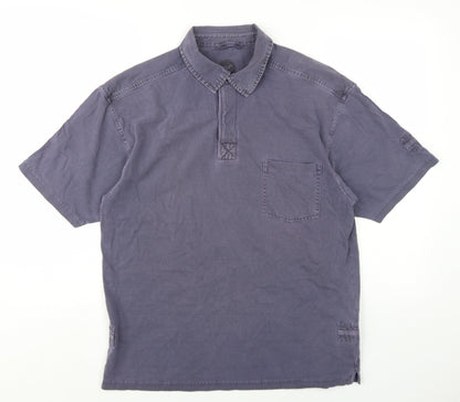 Marks and Spencer Mens Blue Cotton Polo Size M Collared Button