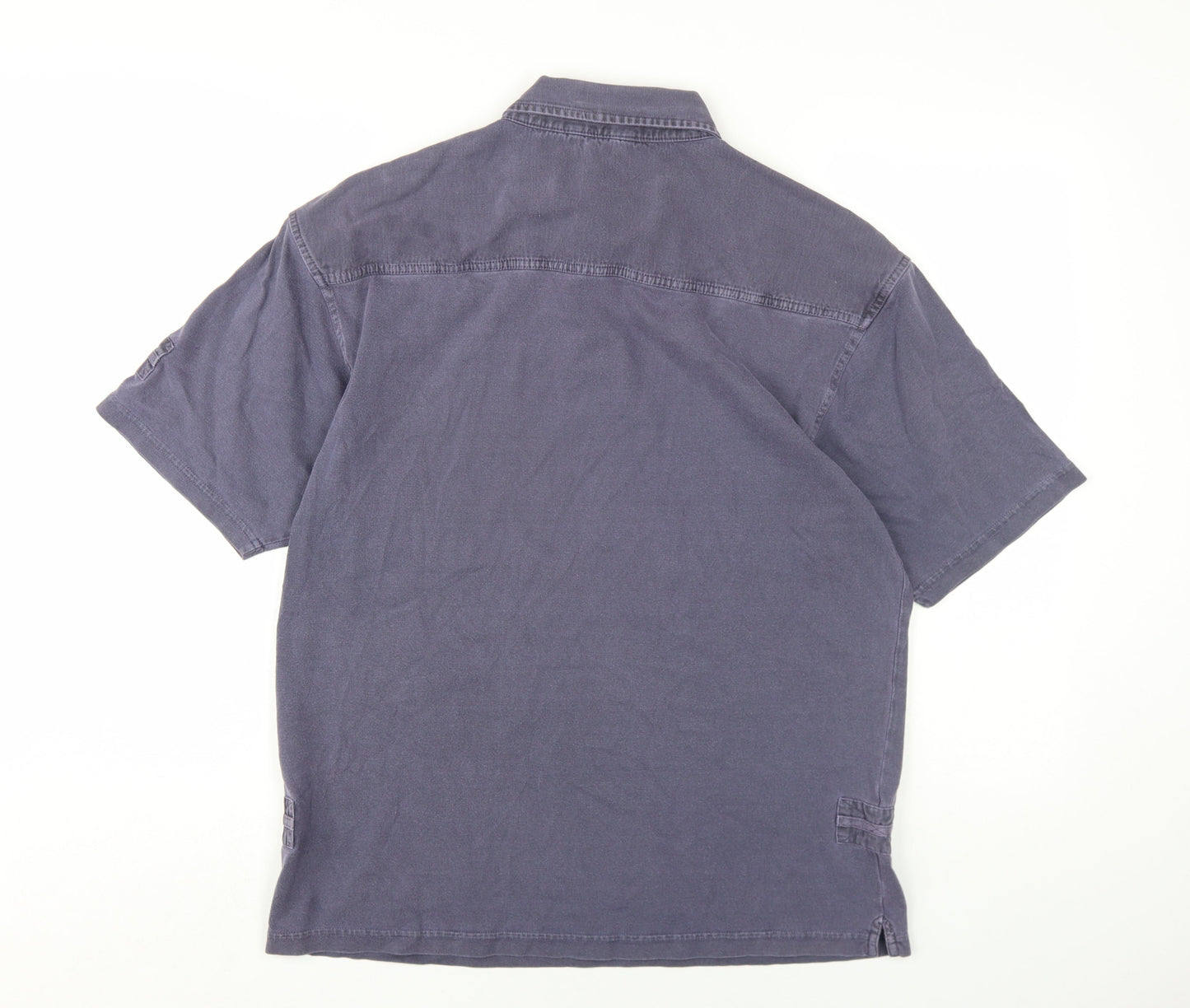 Marks and Spencer Mens Blue Cotton Polo Size M Collared Button