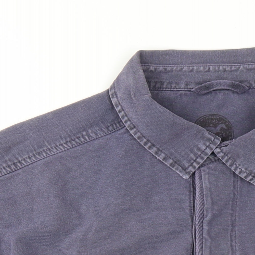 Marks and Spencer Mens Blue Cotton Polo Size M Collared Button