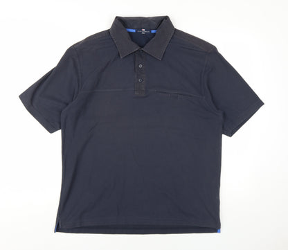 Marks and Spencer Mens Blue Cotton Polo Size M Collared Button