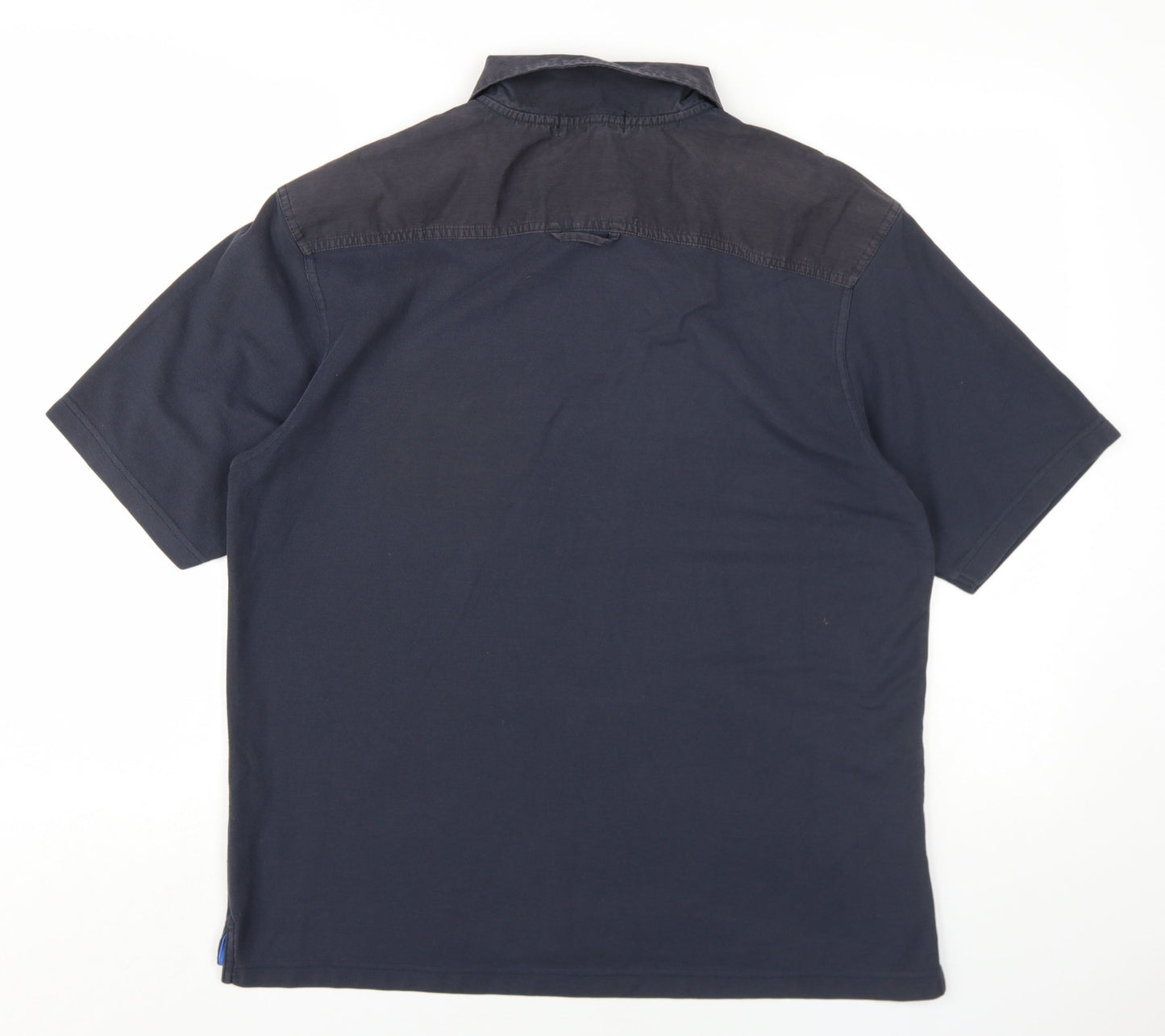 Marks and Spencer Mens Blue Cotton Polo Size M Collared Button