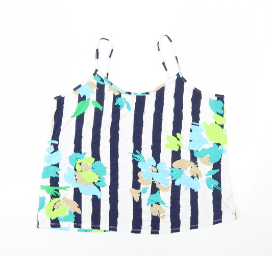 Alexara Womens Blue Striped Viscose Camisole T-Shirt Size L Scoop Neck