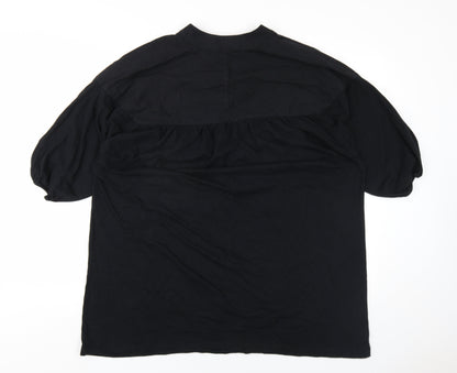 Womens UK Size XS Zara Black Basic T-Shirt