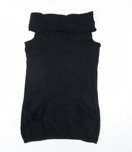 River Island Womens Black Cotton Mini Size 10 Roll Neck Pullover