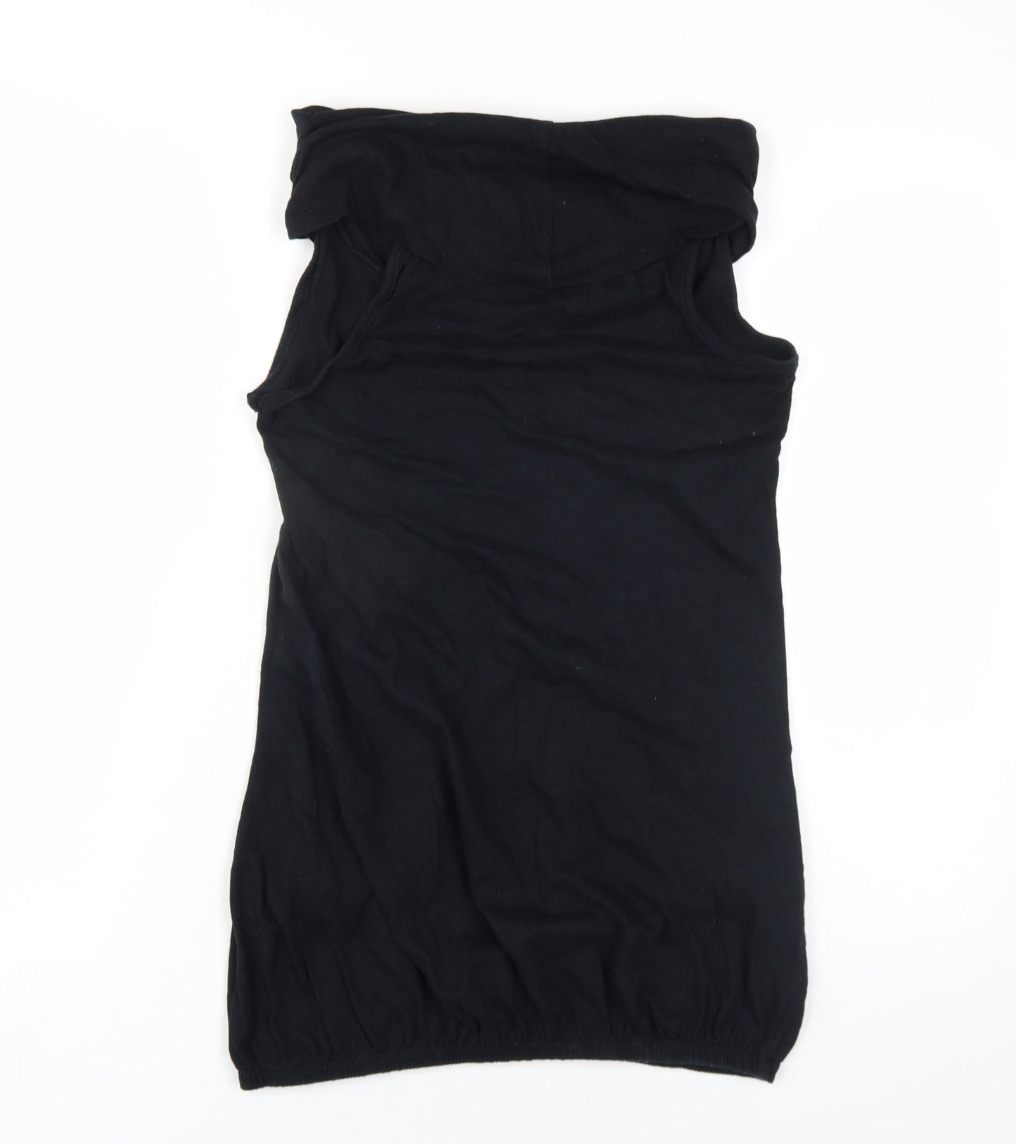 River Island Womens Black Cotton Mini Size 10 Roll Neck Pullover