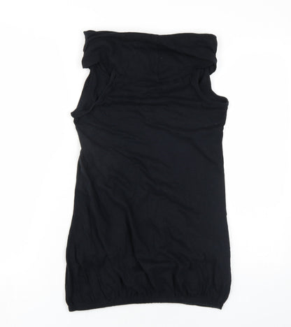 River Island Womens Black Cotton Mini Size 10 Roll Neck Pullover
