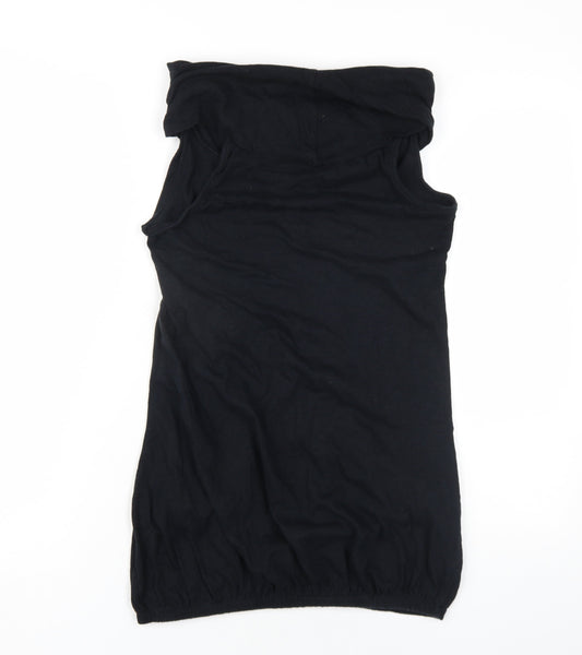 River Island Womens Black Cotton Mini Size 10 Roll Neck Pullover