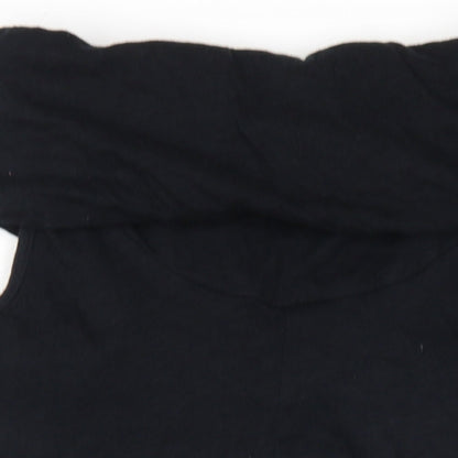 River Island Womens Black Cotton Mini Size 10 Roll Neck Pullover