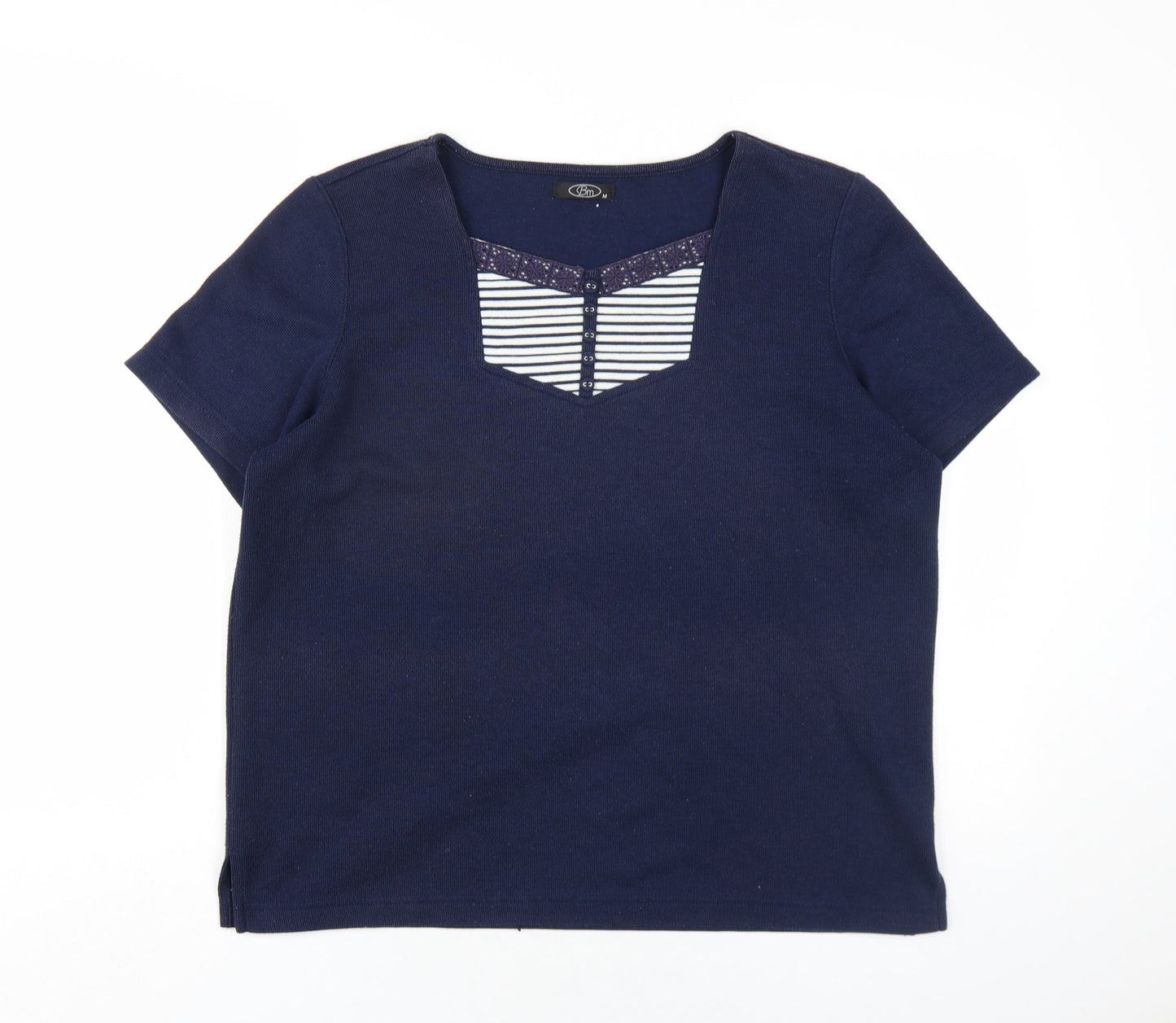 Womens UK Size M Bonmarché Blue Basic T-Shirt