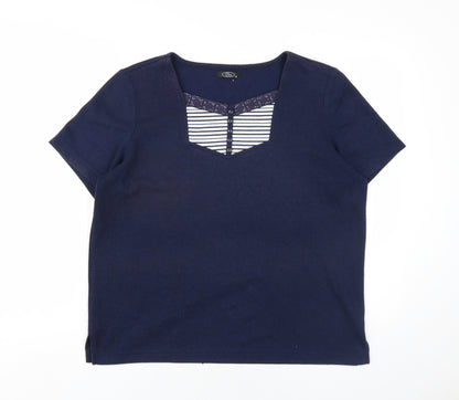 Womens UK Size M Bonmarché Blue Basic T-Shirt