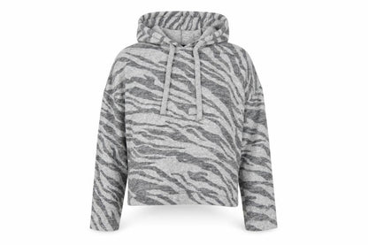 New Look Womens Grey Animal Print Vinyl Pullover Hoodie Size M Pullover - Zebra Print