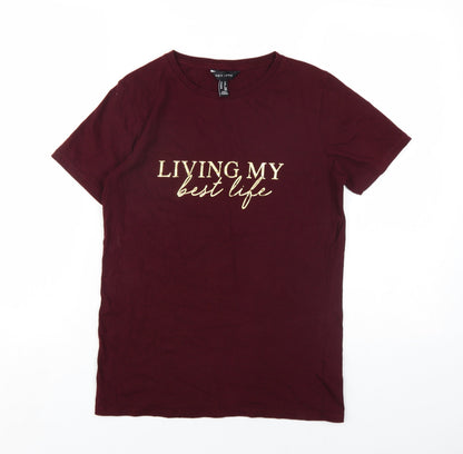 Womens UK Size 10 New Look Purple Basic T-Shirt