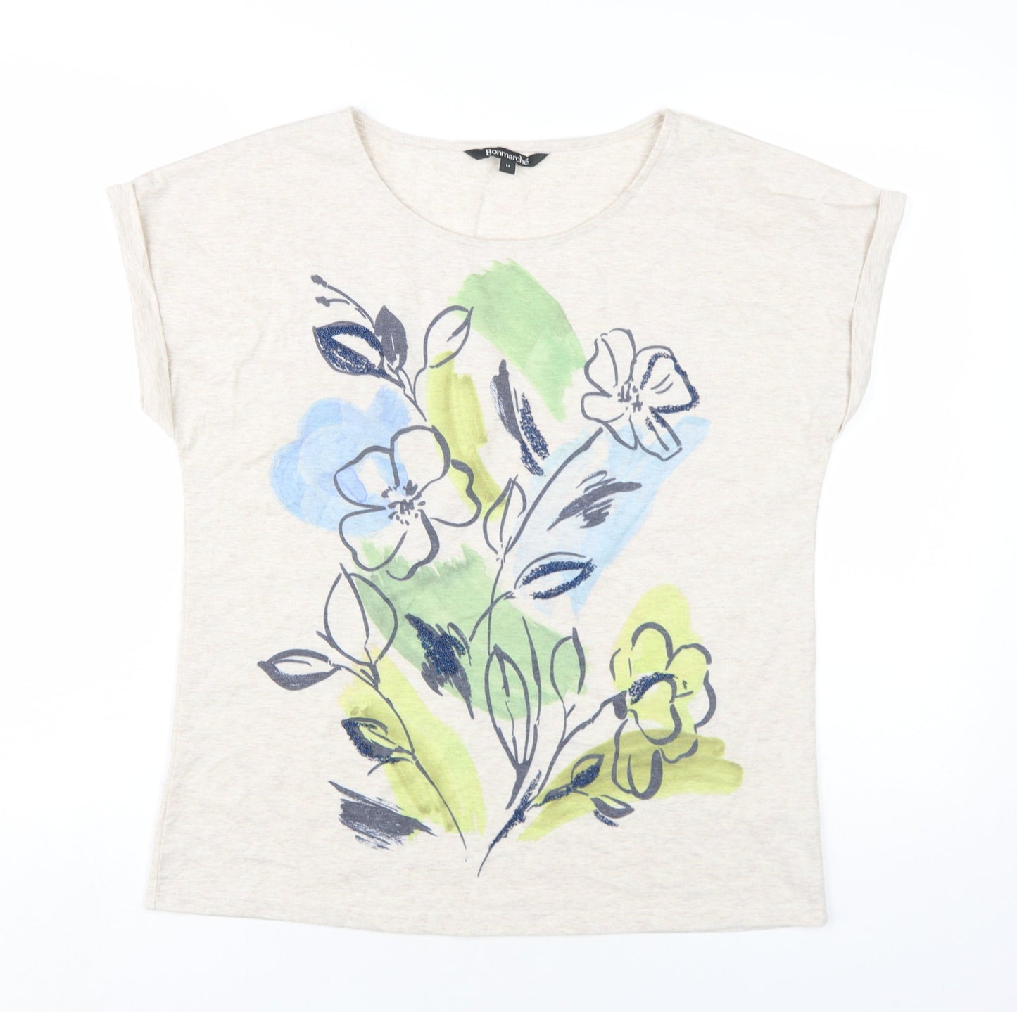 Womens UK Size 14 Bonmarché Beige Camisole T-Shirt