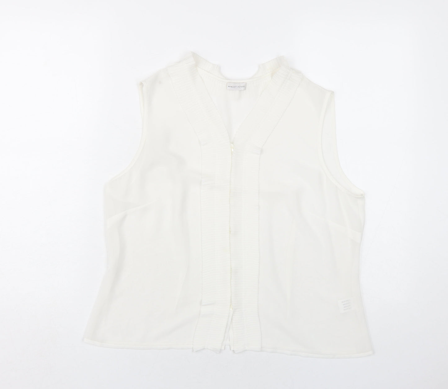 Minuet Womens White Polyester Basic Blouse Size 18 V-Neck