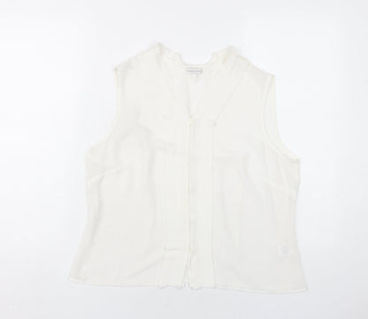 Minuet Womens White Polyester Basic Blouse Size 18 V-Neck