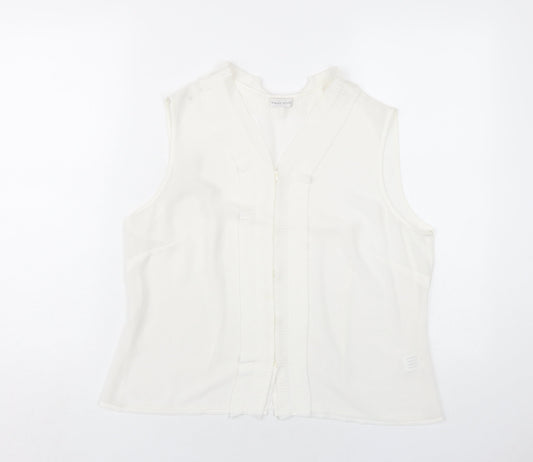 Minuet Womens White Polyester Basic Blouse Size 18 V-Neck