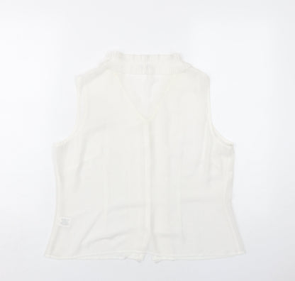 Minuet Womens White Polyester Basic Blouse Size 18 V-Neck