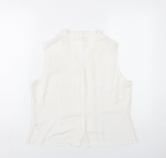 Minuet Womens White Polyester Basic Blouse Size 18 V-Neck