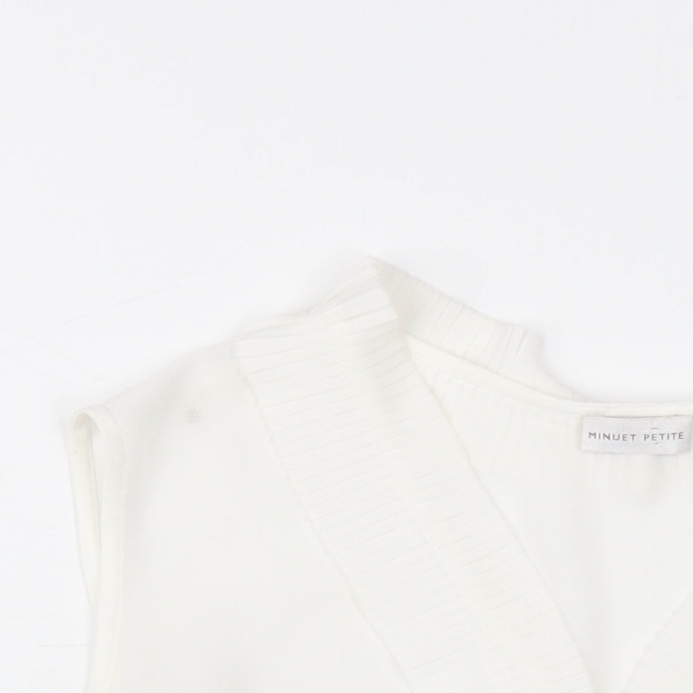 Minuet Womens White Polyester Basic Blouse Size 18 V-Neck