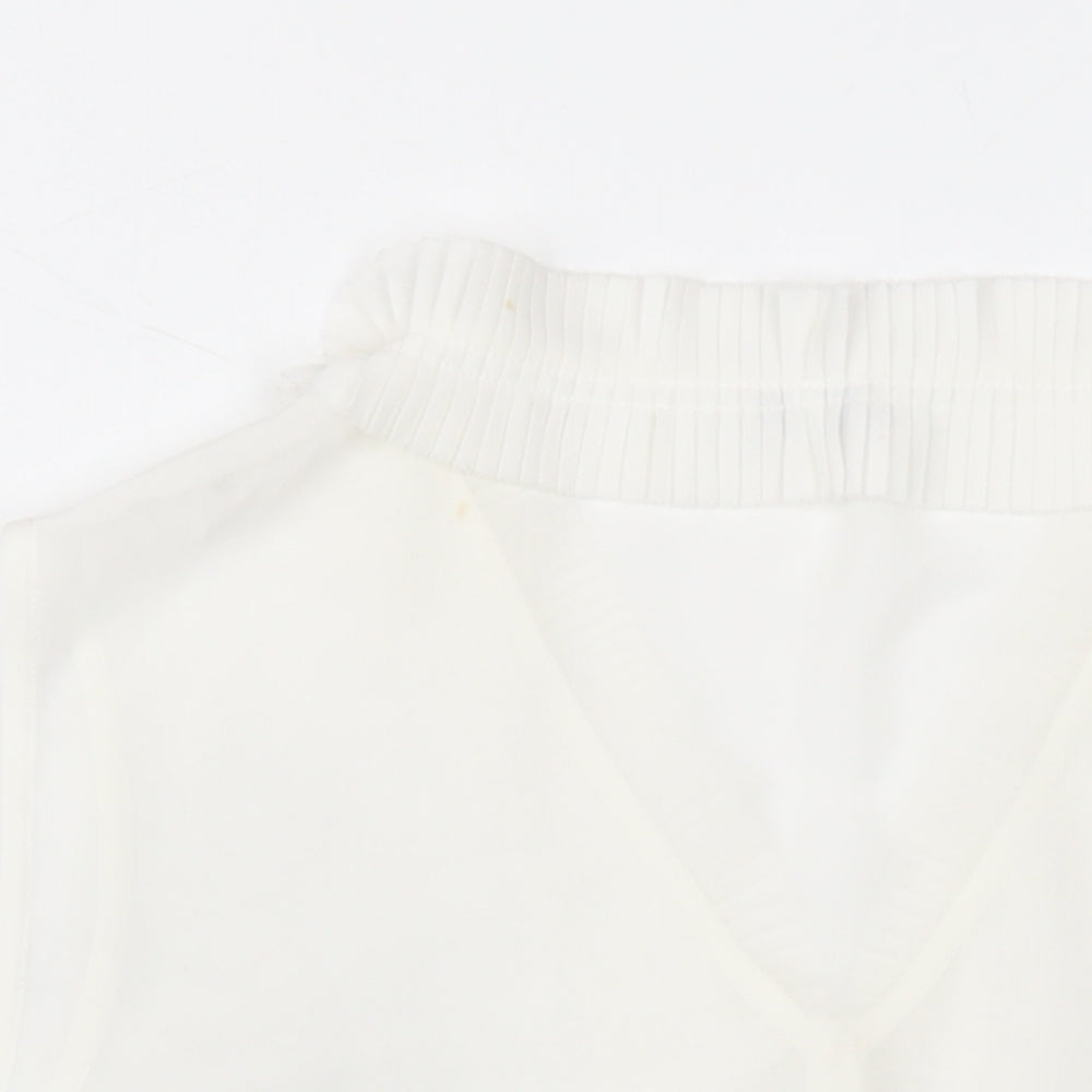 Minuet Womens White Polyester Basic Blouse Size 18 V-Neck