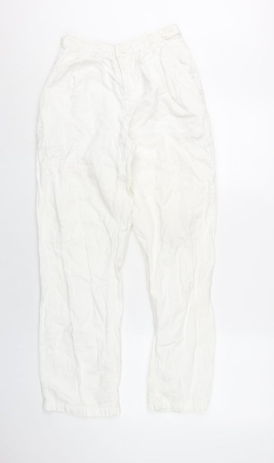 Topshop Womens White Cotton Straight Jeans Size 4 L30 in Regular Zip