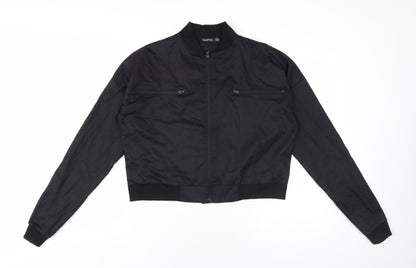 Womens UK Size 10 Boohoo Black Bomber Jacket
