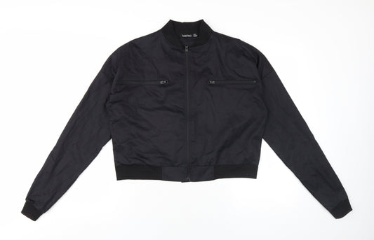 Womens UK Size 10 Boohoo Black Bomber Jacket