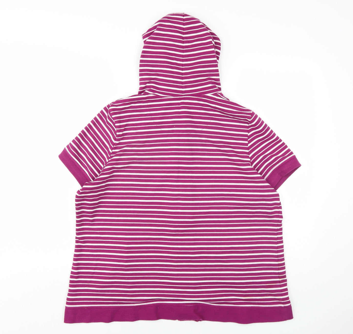 Bonmarché Womens Purple Striped Polyester Pullover Hoodie Size L Button