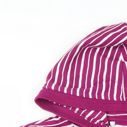 Bonmarché Womens Purple Striped Polyester Pullover Hoodie Size L Button