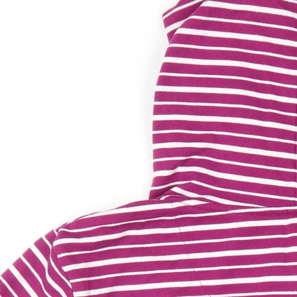 Bonmarché Womens Purple Striped Polyester Pullover Hoodie Size L Button