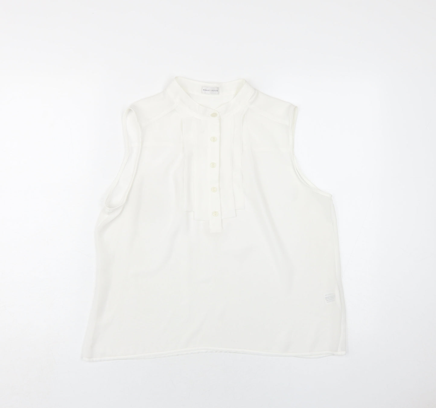 Minuet Womens White Polyester Basic Blouse Size 16 Round Neck